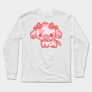 fluffy strawberry cow Long Sleeve T-Shirt